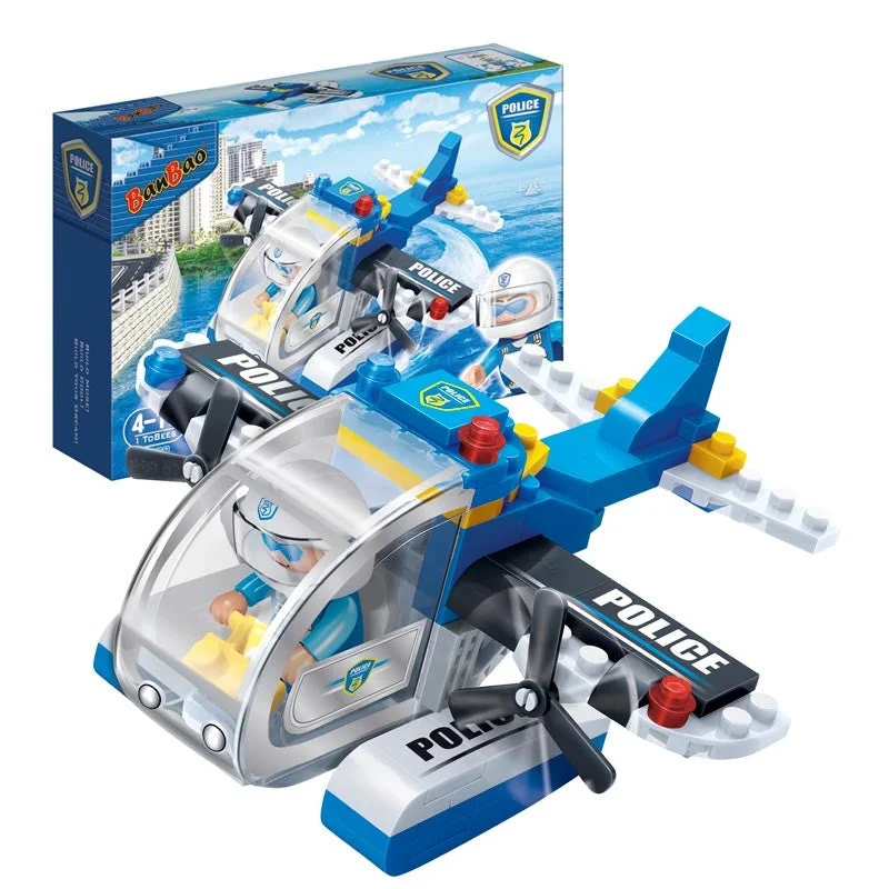 Solid Wood Building Blocks with Removable Parts for Customizable CreationsPolice Plane Banbao blocks 7009 Solid Wood Building Blocks with Removable Parts for Customizable CreationsPolice Plane Banbao blocks 7009