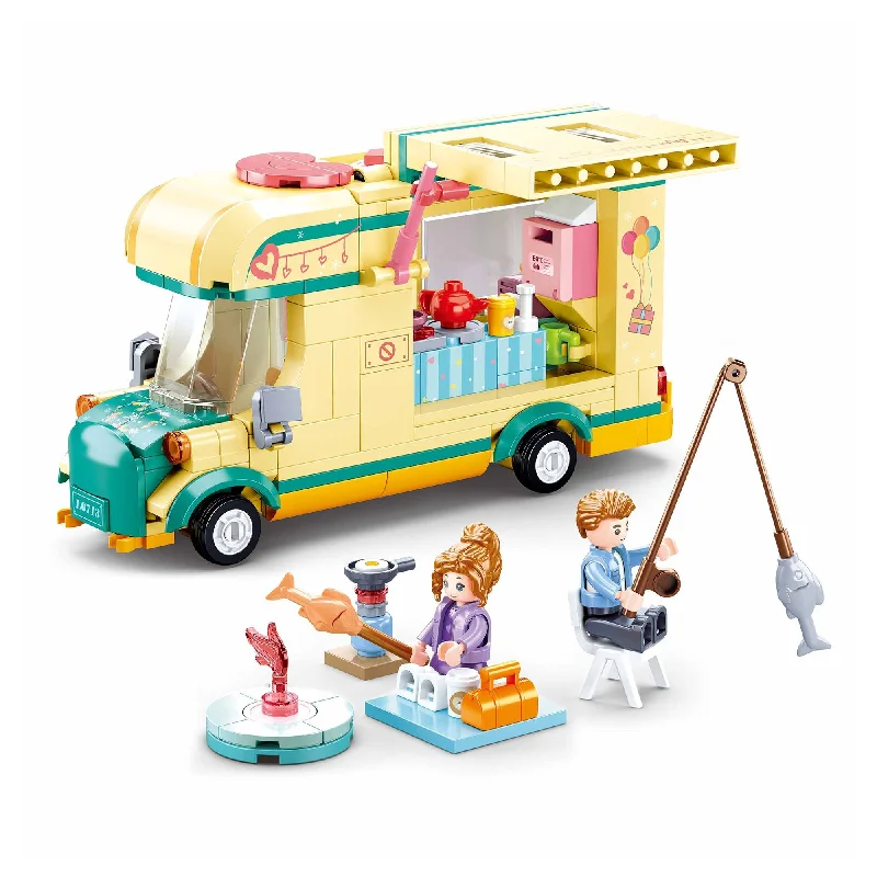 Eco - Friendly Wooden Building Blocks with a Castle - Building ThemePlayzu By Sluban Happy Diary (Winter Travel In Snow)-Caravanning || 6years++ Eco - Friendly Wooden Building Blocks with a Castle - Building ThemePlayzu By Sluban Happy Diary (Winter Travel In Snow)-Caravanning || 6years++