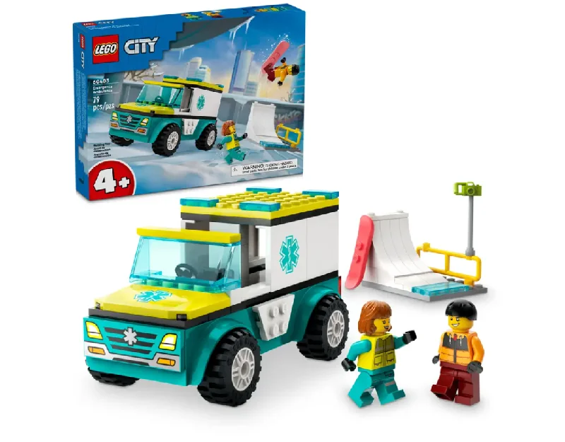 Natural Wood - Grain Colored Building Blocks for a Rustic - Looked Play SetEmergency Ambulance and Snowboarder Natural Wood - Grain Colored Building Blocks for a Rustic - Looked Play SetEmergency Ambulance and Snowboarder