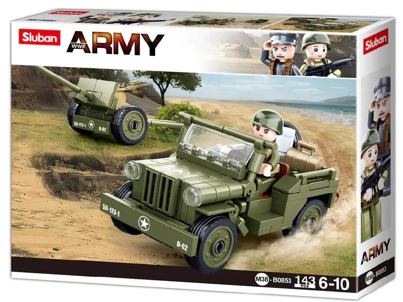 Solid Wood Building Blocks with Glow - in - the - Dark Elements for Nighttime FunSLUBAN ARMY WW2 WILLYS JEEP B0853 Solid Wood Building Blocks with Glow - in - the - Dark Elements for Nighttime FunSLUBAN ARMY WW2 WILLYS JEEP B0853