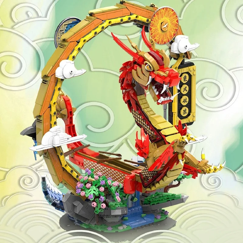 Hand - Made Wooden Building Blocks with a Transportation - Themed CollectionChinese Festival Dragon Boat Building Blocks Set Hand - Made Wooden Building Blocks with a Transportation - Themed CollectionChinese Festival Dragon Boat Building Blocks Set