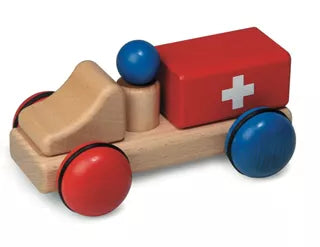 Vintage - Inspired Stapelstein Toy Tin Wind - Up Toys for CollectorsFagus houten mini-ambulance F12.04 Vintage - Inspired Stapelstein Toy Tin Wind - Up Toys for CollectorsFagus houten mini-ambulance F12.04