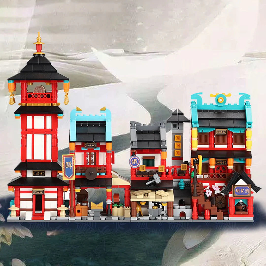 Eco - Friendly Wooden Building Blocks with a Castle - Building ThemeYanping Street Stores Building Block Set 1 Eco - Friendly Wooden Building Blocks with a Castle - Building ThemeYanping Street Stores Building Block Set 1