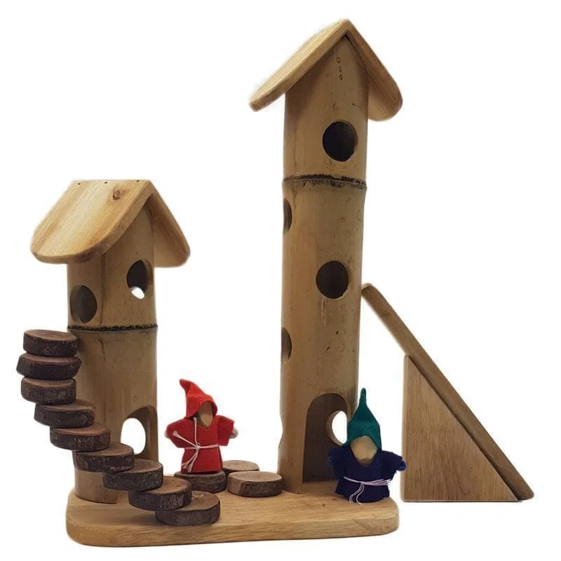 Sustainable Wood Marble Run Set with Multiple Tracks and Marble StorageBamboo Gnome Play Set Sustainable Wood Marble Run Set with Multiple Tracks and Marble StorageBamboo Gnome Play Set