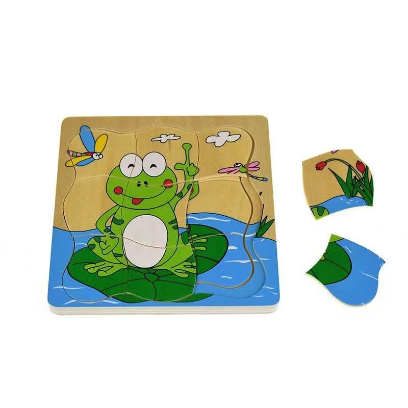 Natural Wood Jigsaw Puzzle of a Scenic Landscape for Relaxing HobbiesFrog Life Cycle 4 Layers Natural Wood Jigsaw Puzzle of a Scenic Landscape for Relaxing HobbiesFrog Life Cycle 4 Layers