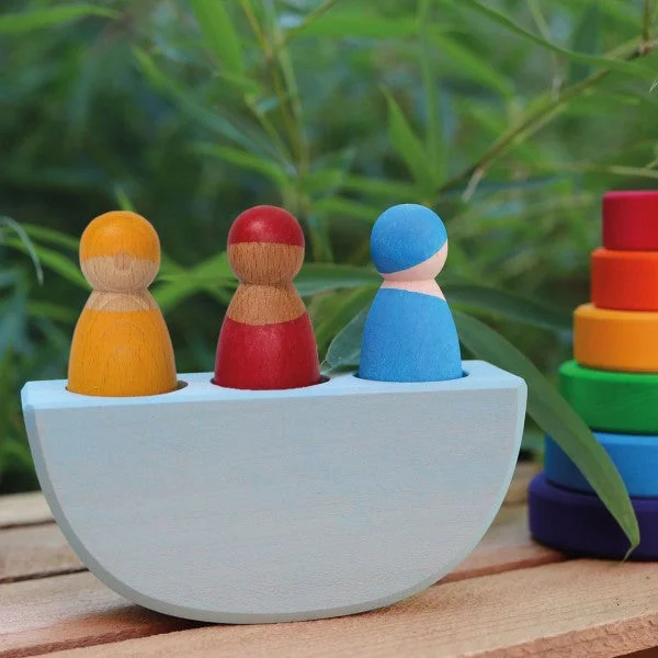 Hand - Painted Wooden Animal Figurines Set for Nursery Decor and Pretend PlayGrimm's 3 in a boat coloured Hand - Painted Wooden Animal Figurines Set for Nursery Decor and Pretend PlayGrimm's 3 in a boat coloured