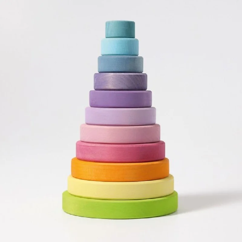 Hand - Painted Wooden Doll Set with Dresses and Accessories for Pretend PlaytimeGrimm's pastel conical tower Hand - Painted Wooden Doll Set with Dresses and Accessories for Pretend PlaytimeGrimm's pastel conical tower