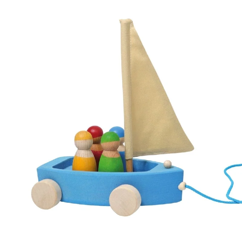 Wooden Toy Truck with Detachable Trailer for Imaginative Play and Cargo TransportWooden Land Yacht and Four Peg Friends Wooden Toy Truck with Detachable Trailer for Imaginative Play and Cargo TransportWooden Land Yacht and Four Peg Friends