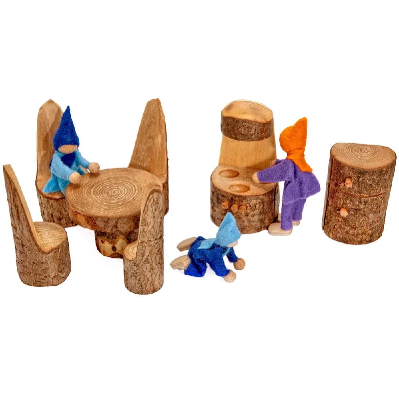 Natural Finish Wooden Pull - Along Wagon for Outdoor Toy Transport and PlayBranch Furniture Set - Small Kitchen Natural Finish Wooden Pull - Along Wagon for Outdoor Toy Transport and PlayBranch Furniture Set - Small Kitchen