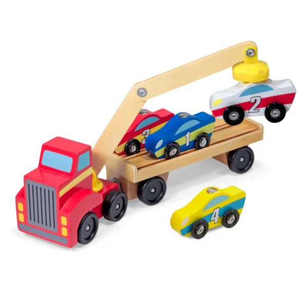 Wooden Toy Truck with Detachable Trailer for Imaginative Play and Cargo TransportMelissa & Doug Wooden Car Loader Wooden Toy Truck with Detachable Trailer for Imaginative Play and Cargo TransportMelissa & Doug Wooden Car Loader