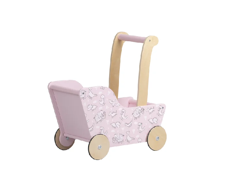 Hand - Painted Wooden Animal Figurines Set for Nursery Decor and Pretend PlayModern Dolls Stroller (Pram) Pink dinosaurs Hand - Painted Wooden Animal Figurines Set for Nursery Decor and Pretend PlayModern Dolls Stroller (Pram) Pink dinosaurs