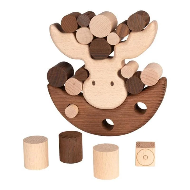 Natural Finish Wooden Pull - Along Wagon for Outdoor Toy Transport and PlayMoose Balancing Game - nature Natural Finish Wooden Pull - Along Wagon for Outdoor Toy Transport and PlayMoose Balancing Game - nature