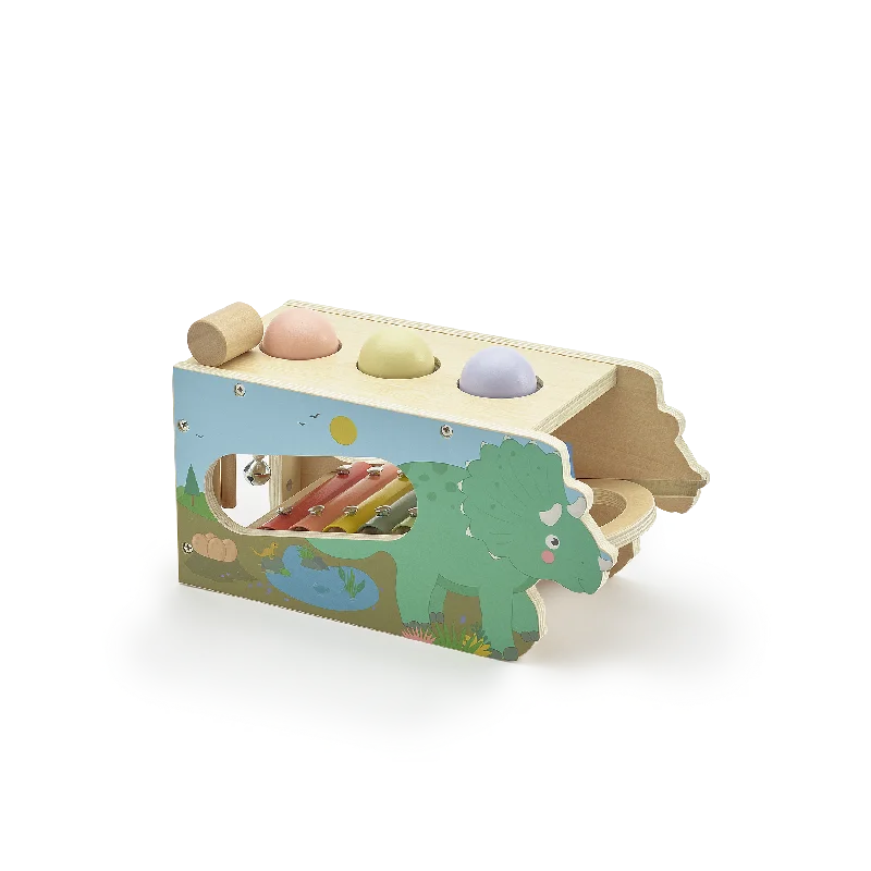 Wooden Toy Truck with Detachable Trailer for Imaginative Play and Cargo TransportMusical tap tap & xylophone triceratops Wooden Toy Truck with Detachable Trailer for Imaginative Play and Cargo TransportMusical tap tap & xylophone triceratops