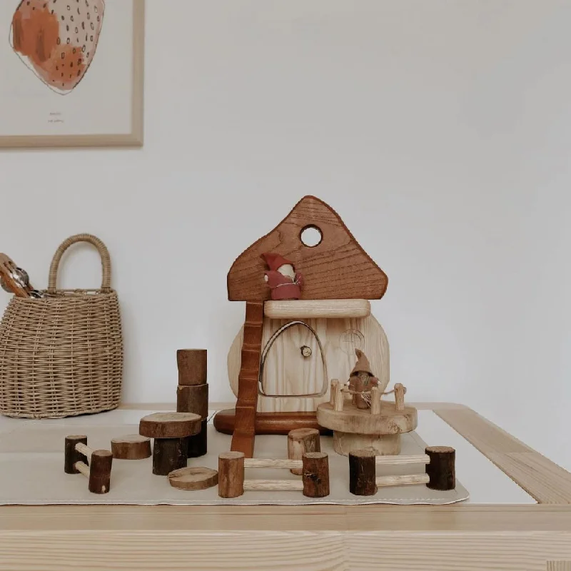 Solid Wood Construction Toy Set with Nuts, Bolts, and Tools for DIY ProjectsNatural Mushroom House Solid Wood Construction Toy Set with Nuts, Bolts, and Tools for DIY ProjectsNatural Mushroom House