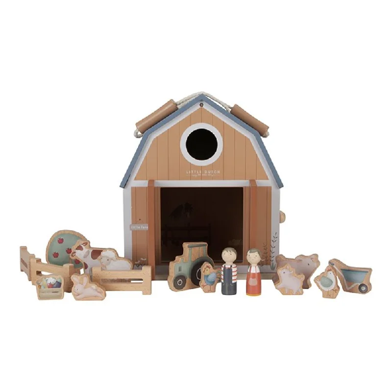 Natural Finish Wooden Pull - Along Wagon for Outdoor Toy Transport and PlayLittle Dutch Dollhouse - Little Farm Natural Finish Wooden Pull - Along Wagon for Outdoor Toy Transport and PlayLittle Dutch Dollhouse - Little Farm