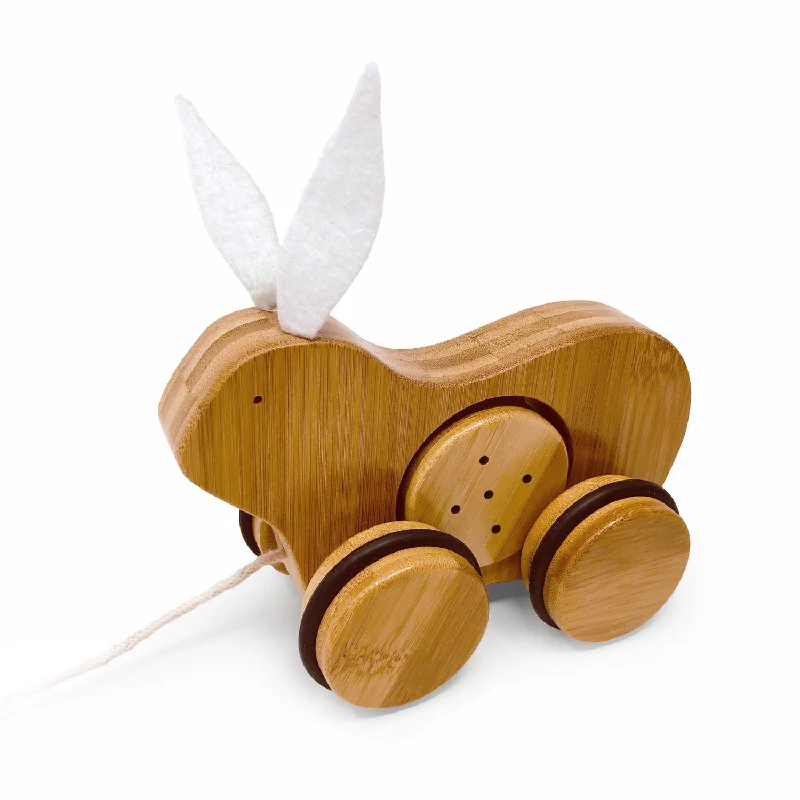 Hand - Painted Wooden Animal Figurines Set for Nursery Decor and Pretend PlayPush & Pull Rabbit - Bamboo Hand - Painted Wooden Animal Figurines Set for Nursery Decor and Pretend PlayPush & Pull Rabbit - Bamboo