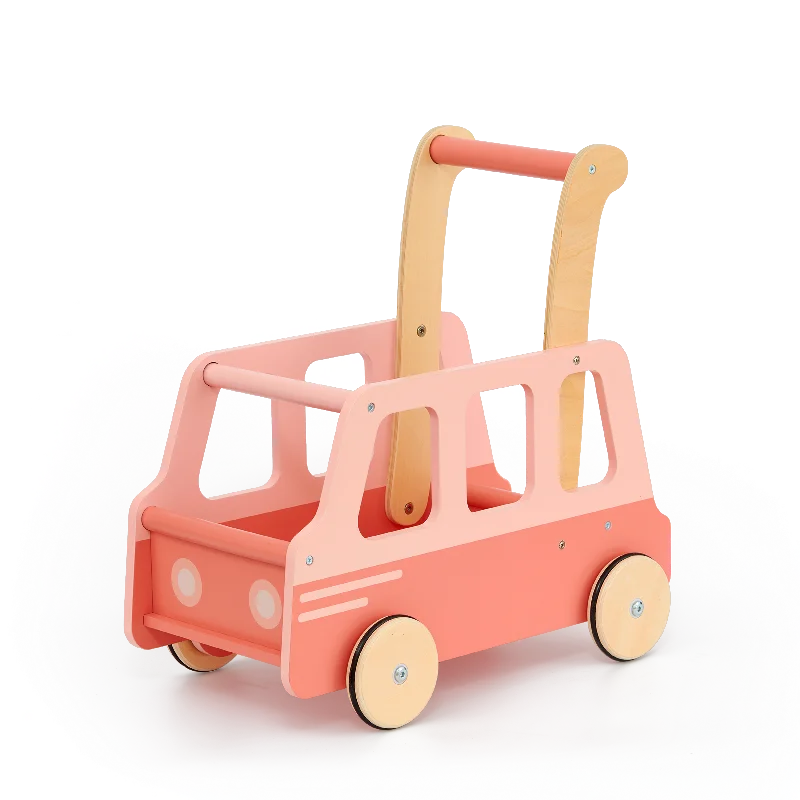 Hand - Turned Wooden Spinning Top with a Colorful Design for Classic AmusementPush school bus Assembled pink Hand - Turned Wooden Spinning Top with a Colorful Design for Classic AmusementPush school bus Assembled pink