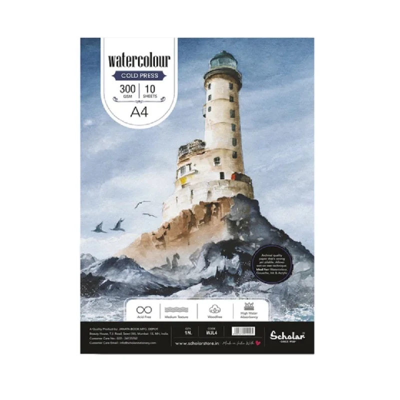Scholar A4 Watercolour Cold Pressed Medium Loose Sheets