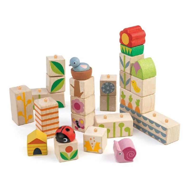 Hand - Turned Wooden Spinning Top with a Colorful Design for Classic AmusementWooden Garden Blocks Set Hand - Turned Wooden Spinning Top with a Colorful Design for Classic AmusementWooden Garden Blocks Set