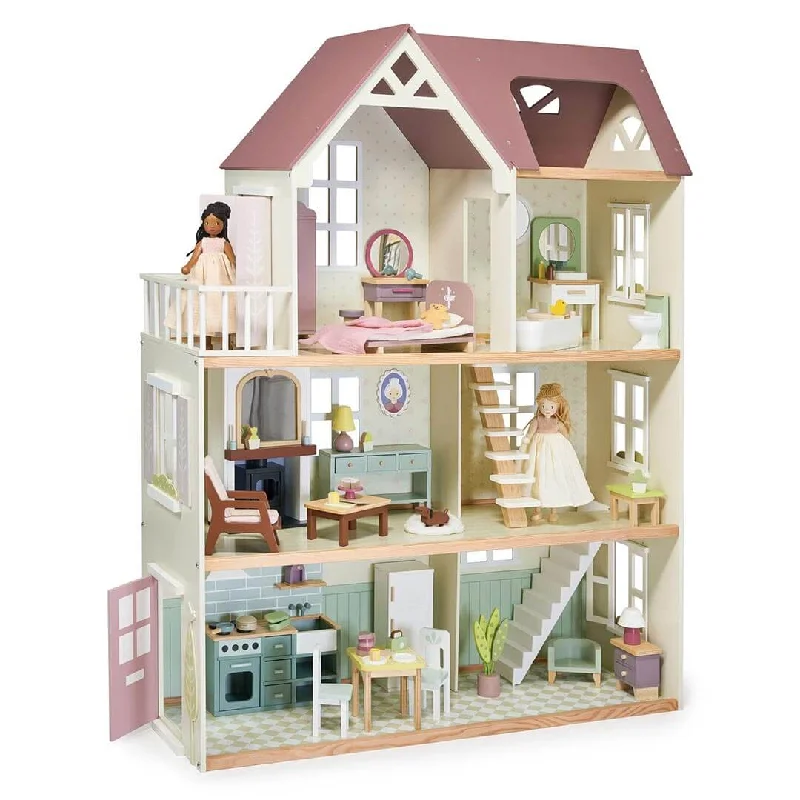 Hand - Painted Wooden Doll Set with Dresses and Accessories for Pretend PlaytimeMulberry Mansion Large Wooden Dollhouse Hand - Painted Wooden Doll Set with Dresses and Accessories for Pretend PlaytimeMulberry Mansion Large Wooden Dollhouse