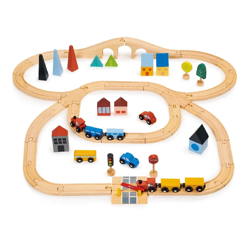 Hand - Turned Wooden Spinning Top with a Colorful Design for Classic AmusementTown Train Set Hand - Turned Wooden Spinning Top with a Colorful Design for Classic AmusementTown Train Set