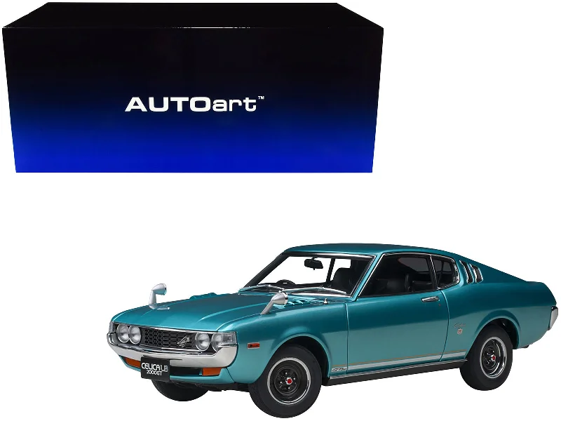 1973 Toyota Celica Liftback 2000GT (RA25) RHD (Right Hand Drive) Turquoise Blue Metallic 1/18 Model Car by Autoart 1973 Toyota Celica Liftback 2000GT (RA25) RHD (Right Hand Drive) Turquoise Blue Metallic 1/18 Model Car by Autoart