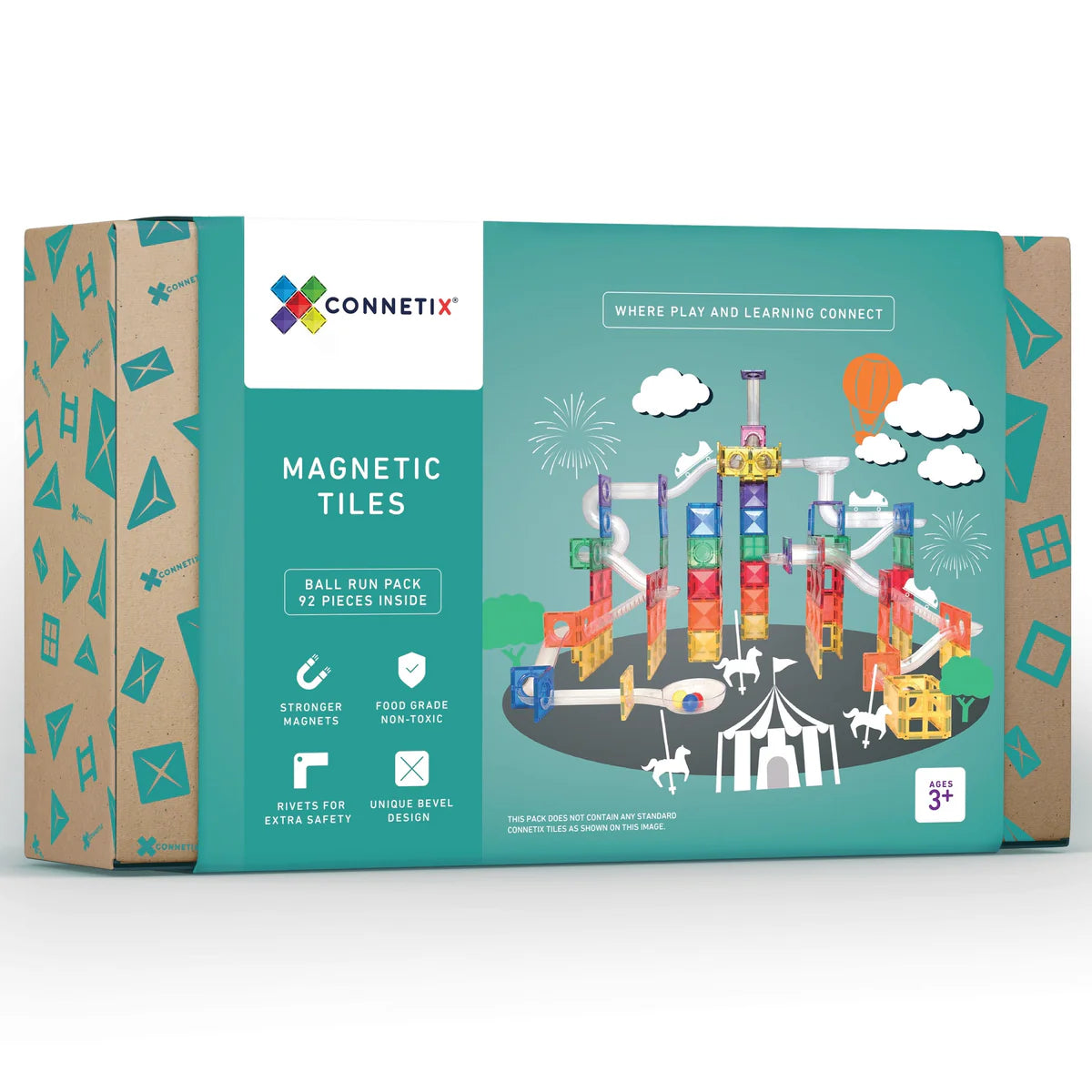 Hand - Sanded Wooden Educational Toys for Safe Exploration by PreschoolersConnetix Magnetic Tiles Rainbow Ball Run 92 pieces Hand - Sanded Wooden Educational Toys for Safe Exploration by PreschoolersConnetix Magnetic Tiles Rainbow Ball Run 92 pieces