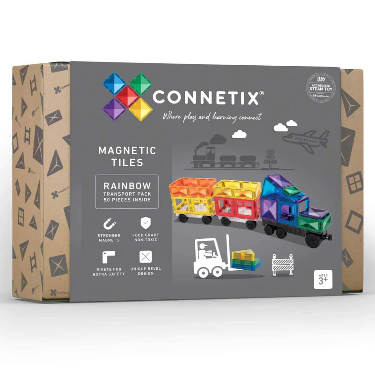 Eco - Friendly Solid Wood Educational Toys with Shape - Sorting Features for 1 - 3 Year OldsConnetix Magnetic Tiles Rainbow Transport pack 50 pieces Eco - Friendly Solid Wood Educational Toys with Shape - Sorting Features for 1 - 3 Year OldsConnetix Magnetic Tiles Rainbow Transport pack 50 pieces