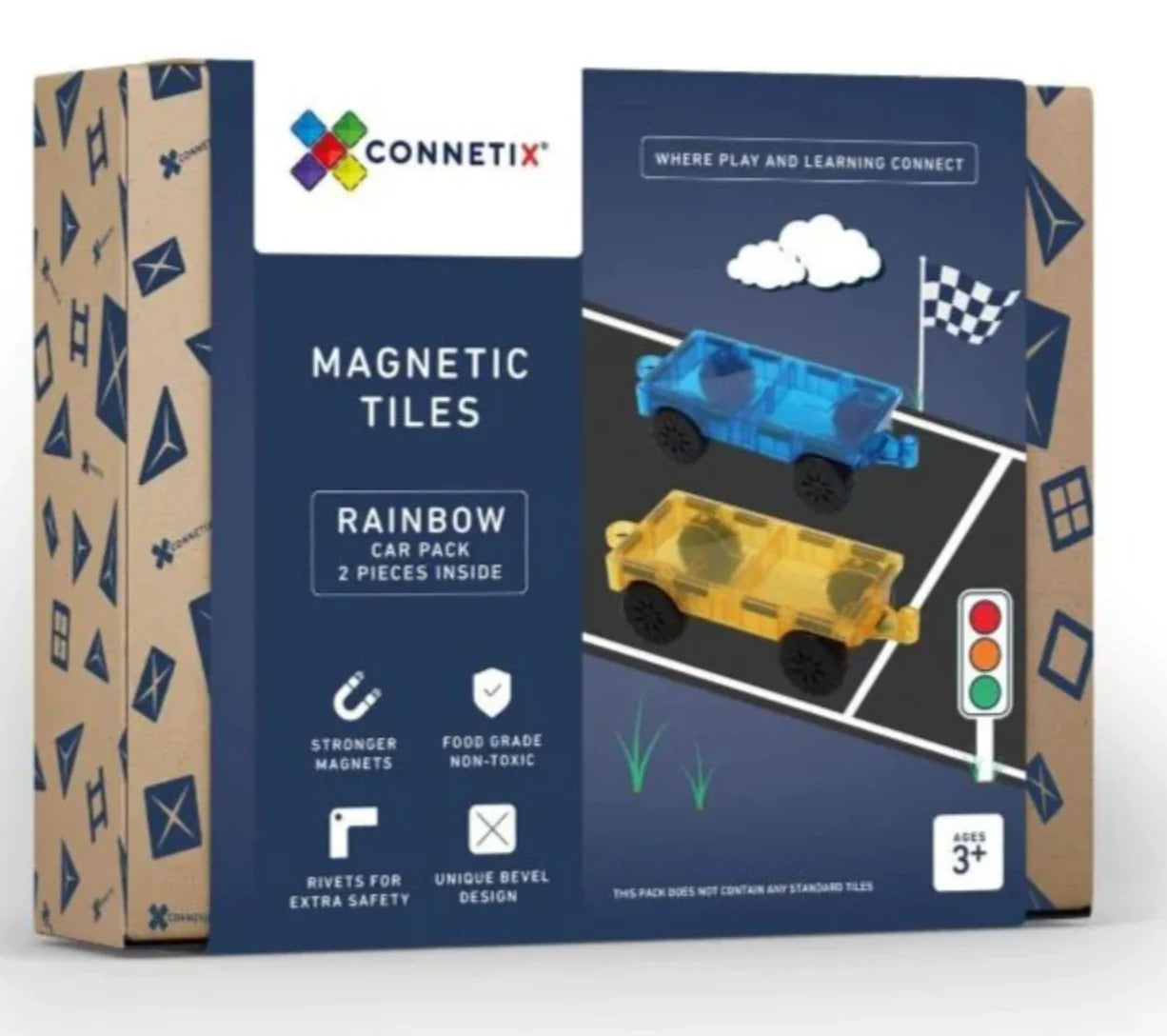 Natural Wood Educational Toys with a Magnetic Puzzle Design for Brain TrainingConnetix Tiles Rainbow car pack 2 piece Natural Wood Educational Toys with a Magnetic Puzzle Design for Brain TrainingConnetix Tiles Rainbow car pack 2 piece