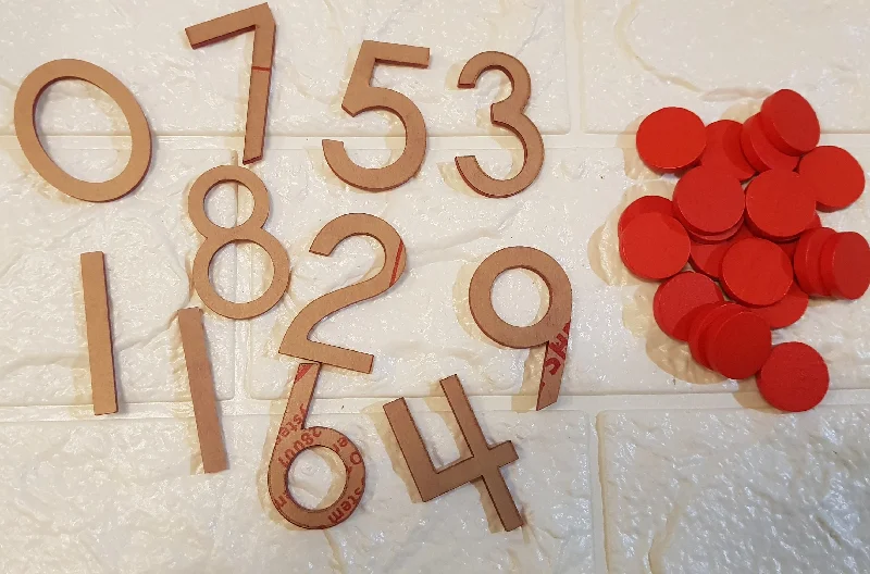 Solid Wood Educational Toys with a Coding and Logic - Building GameCut out Acrylic Numbers and Red wooden counters Solid Wood Educational Toys with a Coding and Logic - Building GameCut out Acrylic Numbers and Red wooden counters