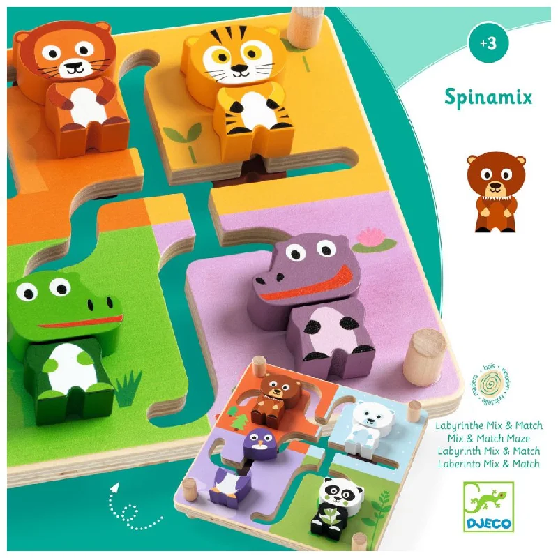 Hand - Carved Wooden Educational Toys with Alphabet - Learning BlocksDjeco Spinamix Toddler Wooden Toy Hand - Carved Wooden Educational Toys with Alphabet - Learning BlocksDjeco Spinamix Toddler Wooden Toy