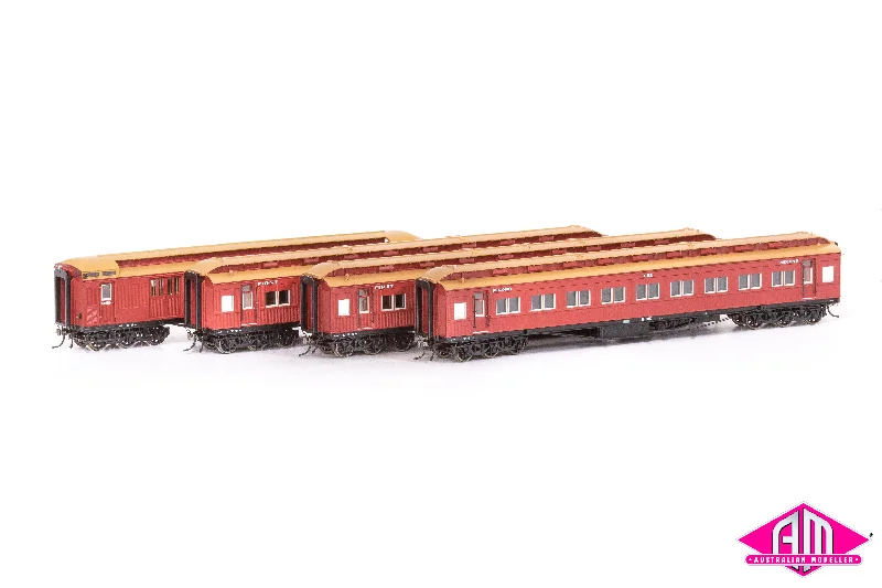 E Passenger Car VR Crimson Lake (1921-1954 Era) - 4 Car Set VPS-29