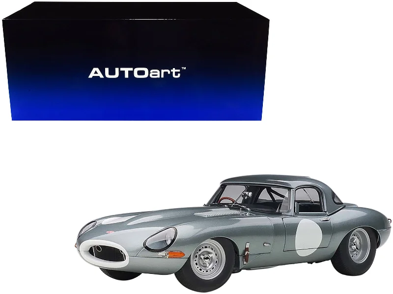 Jaguar Lightweight E Type Roadster RHD (Right Hand Drive) Dark Silver 1/18 Model Car by Autoart