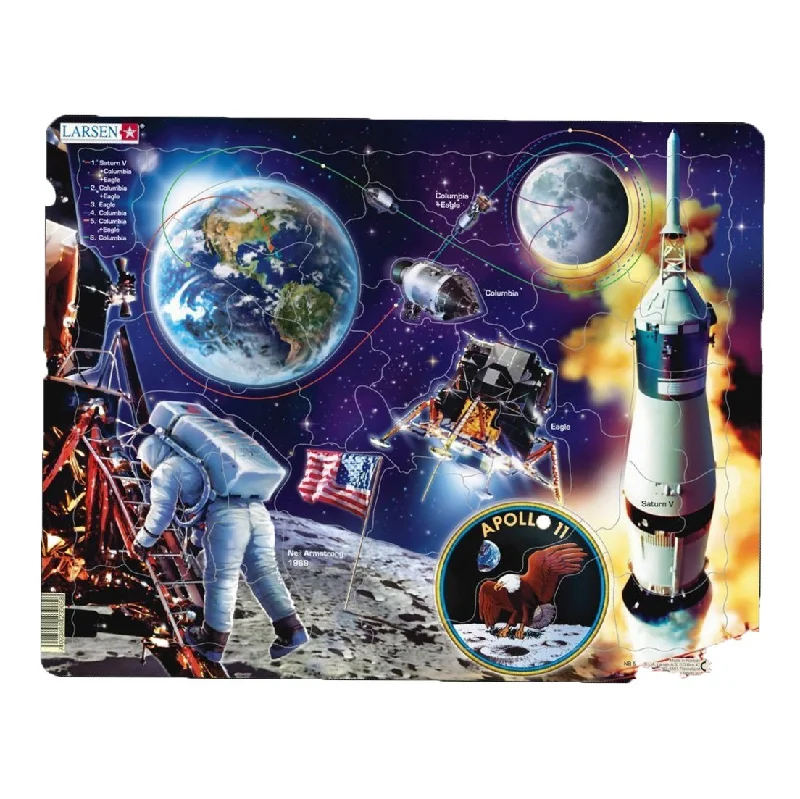 Sustainable Wooden Educational Toys with Counting and Number Recognition ElementsLarsen Apollo 11 Puzzle Sustainable Wooden Educational Toys with Counting and Number Recognition ElementsLarsen Apollo 11 Puzzle