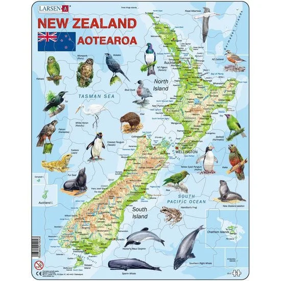 High - Grade Solid Wood Educational Toys for Improving Hand - Eye CoordinationLarsen Puzzle New Zealand Map 71pc High - Grade Solid Wood Educational Toys for Improving Hand - Eye CoordinationLarsen Puzzle New Zealand Map 71pc