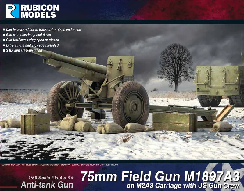 M2A3 75mm Field Gun with Crew- 3 Piece Special