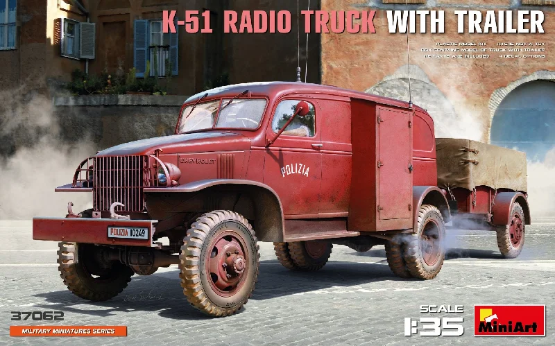 Battery - Powered Miniature Train for Indoor Home Layouts with Sound EffectsMiniArt 37062 1:35 K-51 Radio Truck With Trailer Battery - Powered Miniature Train for Indoor Home Layouts with Sound EffectsMiniArt 37062 1:35 K-51 Radio Truck With Trailer
