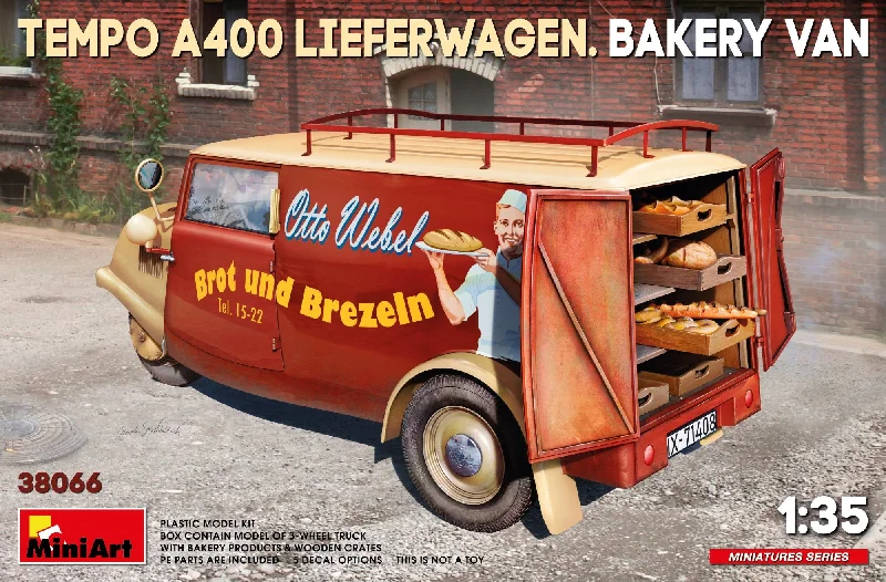 N - Scale Model Train Layout with a City - Themed Background and Animated FiguresMiniArt 38066 1:35 Tempo A400 Lieferwagen Bakery Van N - Scale Model Train Layout with a City - Themed Background and Animated FiguresMiniArt 38066 1:35 Tempo A400 Lieferwagen Bakery Van