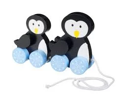 Solid Wood Educational Toys with a Coding and Logic - Building GamePULL ALONG - PENGUINS Toy Solid Wood Educational Toys with a Coding and Logic - Building GamePULL ALONG - PENGUINS Toy