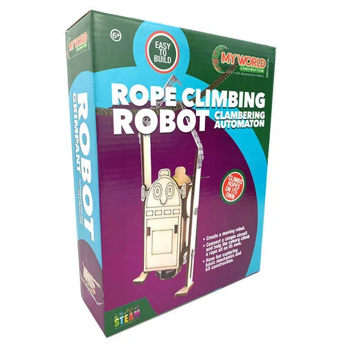 Sustainable Solid Wood Educational Toys with a Language - Learning Activity BookRope Climbing Robot Sustainable Solid Wood Educational Toys with a Language - Learning Activity BookRope Climbing Robot
