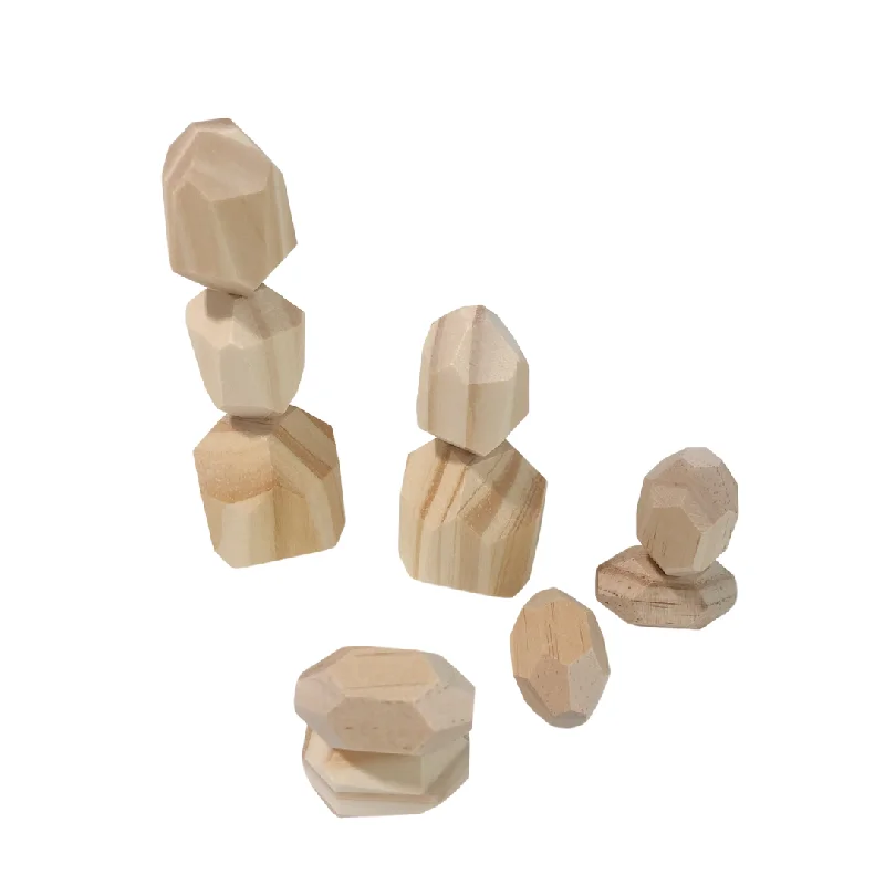 Eco - Conscious Solid Wood Educational Toys with a Social - Skills Development GamePrism Play 16 Pcs Wooden Balancing Stone - Natural colour Eco - Conscious Solid Wood Educational Toys with a Social - Skills Development GamePrism Play 16 Pcs Wooden Balancing Stone - Natural colour