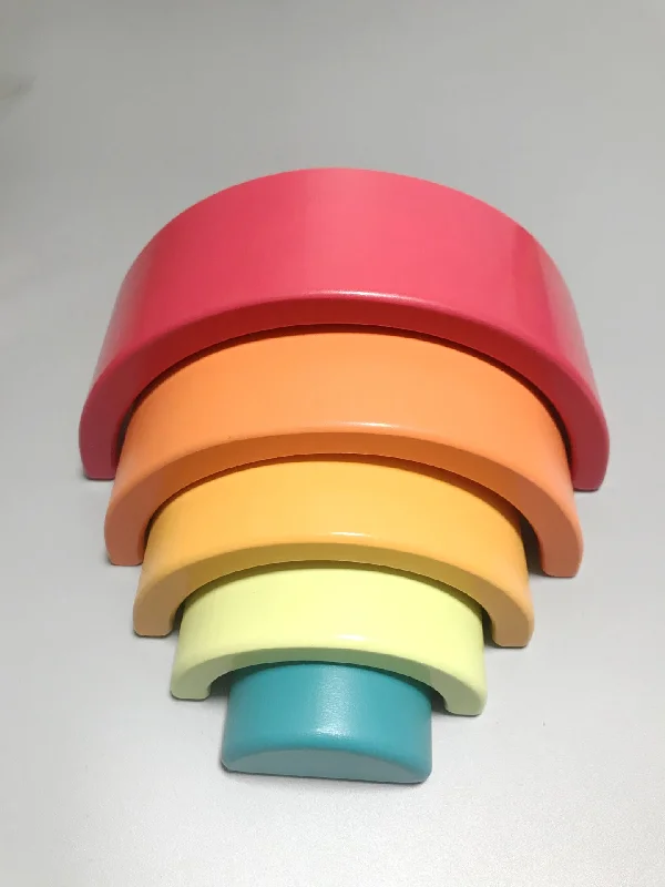 Natural Wood Educational Toys with a Construction and Engineering Play SetPrism Play Superior Beech Rainbow - 5 Pcs - Wooden Rainbow Stacker - Small Size Natural Wood Educational Toys with a Construction and Engineering Play SetPrism Play Superior Beech Rainbow - 5 Pcs - Wooden Rainbow Stacker - Small Size