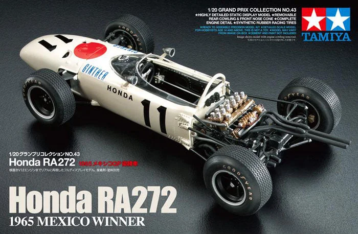 Radio - Controlled Drift Car with Adjustable Suspension and High - Grip TiresTamiya 20043 1:20 Honda F1 RA272 1965 Mexico GP Radio - Controlled Drift Car with Adjustable Suspension and High - Grip TiresTamiya 20043 1:20 Honda F1 RA272 1965 Mexico GP