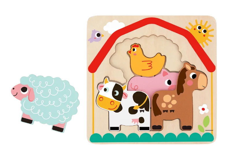 Hand - Sanded Wooden Educational Toys for Safe Exploration by PreschoolersTooky Toy Multi Layered 3D Puzzle 7 Pcs - Farm Hand - Sanded Wooden Educational Toys for Safe Exploration by PreschoolersTooky Toy Multi Layered 3D Puzzle 7 Pcs - Farm