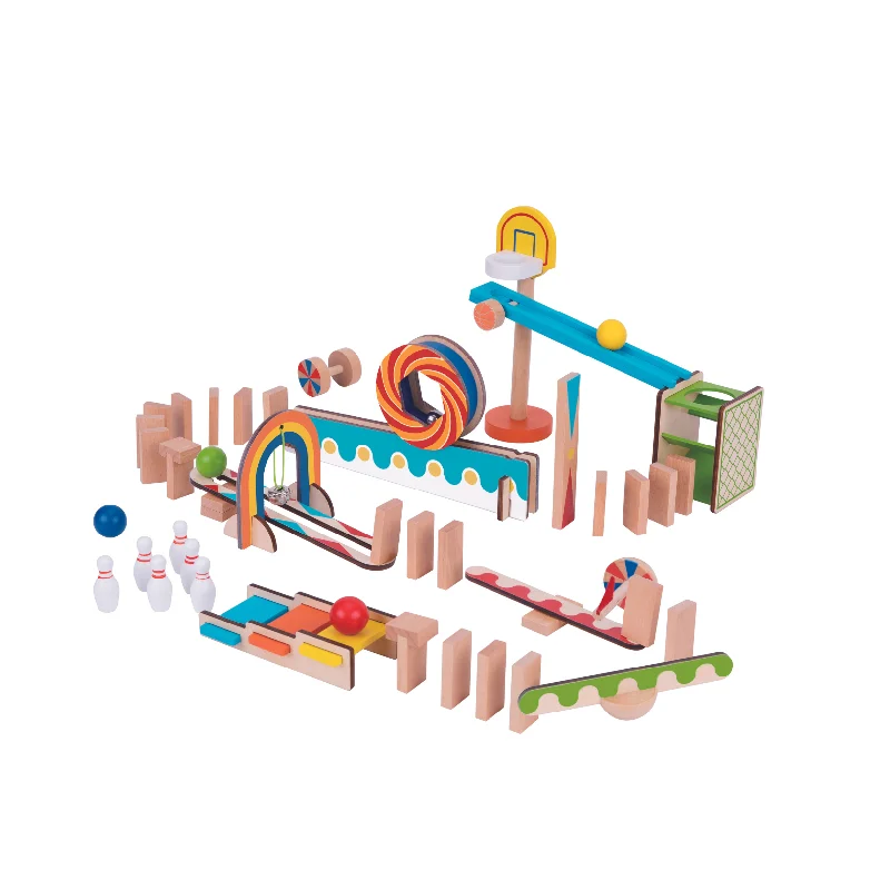 Large - Scale Solid Wood Educational Toys for Group Learning and CollaborationTooky Toy Various Domino Run - 57 Pcs Large - Scale Solid Wood Educational Toys for Group Learning and CollaborationTooky Toy Various Domino Run - 57 Pcs