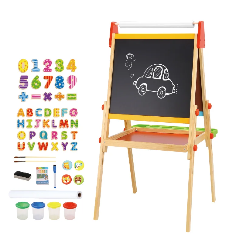Solid Wood Educational Toys with a Math - Problem - Solving ChallengeTooky Toy Wooden Standing Art Easel (Includes Free Accessories) Solid Wood Educational Toys with a Math - Problem - Solving ChallengeTooky Toy Wooden Standing Art Easel (Includes Free Accessories)