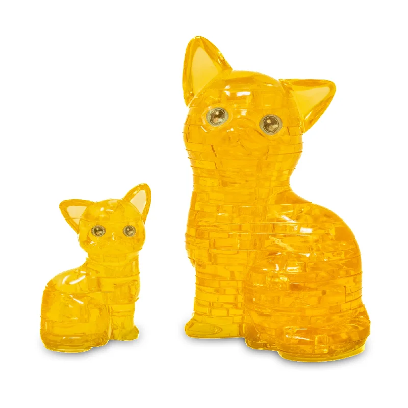 3D Crystal Puzzle - Cat & Kitten (Gold): 49 Pcs
