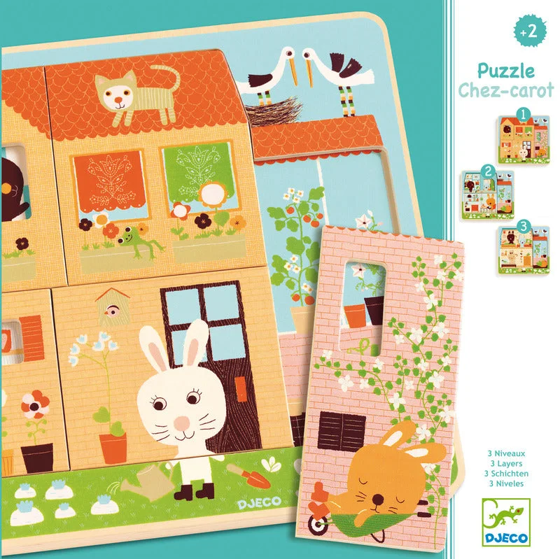 Small - Scale 50 - Piece Wooden Puzzles of Cartoon Characters for Toddlers' Early LearningDjeco Wooden Rabbit 3 Layer Puzzle Small - Scale 50 - Piece Wooden Puzzles of Cartoon Characters for Toddlers' Early LearningDjeco Wooden Rabbit 3 Layer Puzzle