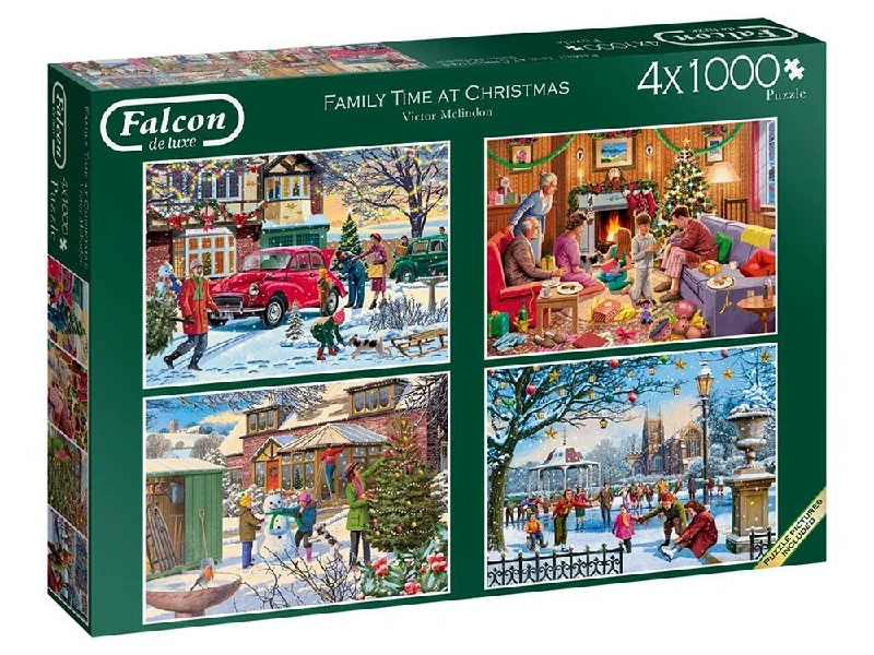 Small - Scale 50 - Piece Wooden Puzzles of Cartoon Characters for Toddlers' Early LearningFalcon de Luxe <br> Family Time at Christmas <br> 4 x 1000 Piece Puzzle Set Small - Scale 50 - Piece Wooden Puzzles of Cartoon Characters for Toddlers' Early LearningFalcon de Luxe <br> Family Time at Christmas <br> 4 x 1000 Piece Puzzle Set