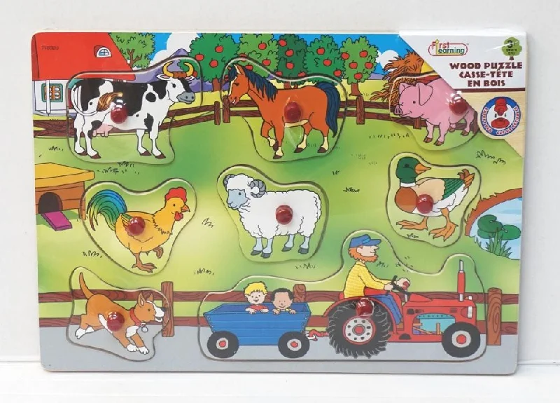 First Learning Wooden Pin Puzzle Farm Animals
